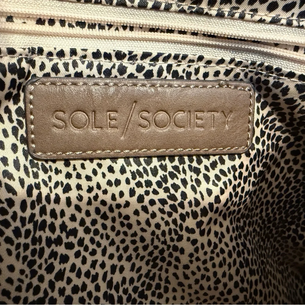 Sole Society Tote Crossbody Suede Animal Print Lining Tote With Crossbody Strap